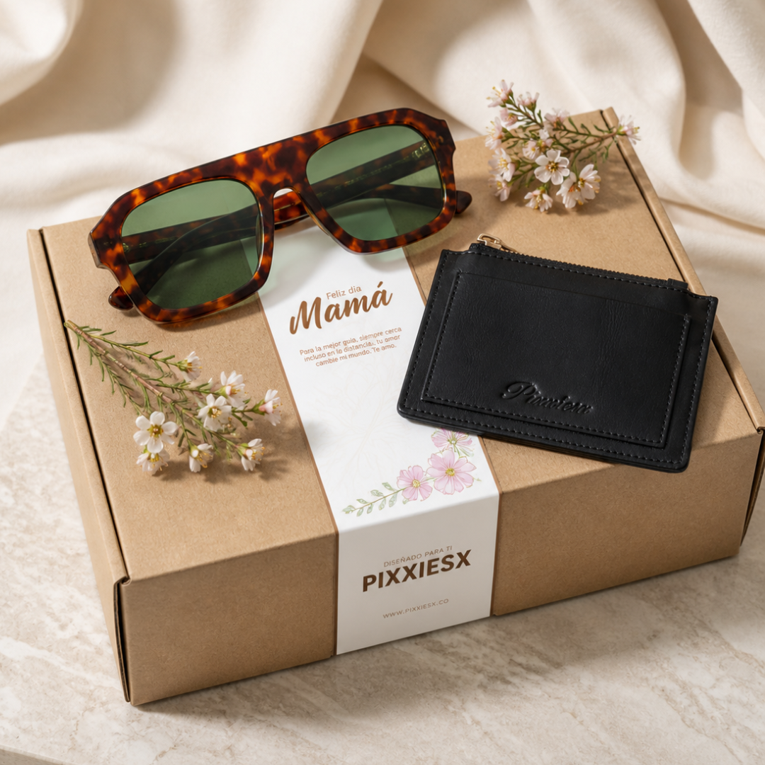 PIXXIESX PACK FELIZ DIA MAMÁ - GAFA MAE LEOPARD GREEN PIXXIESX SUNGLASSES