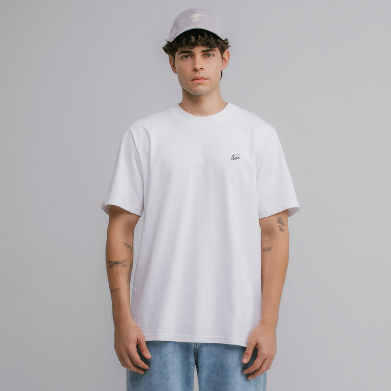 Cursive Logo T-Shirt - White L TRUE