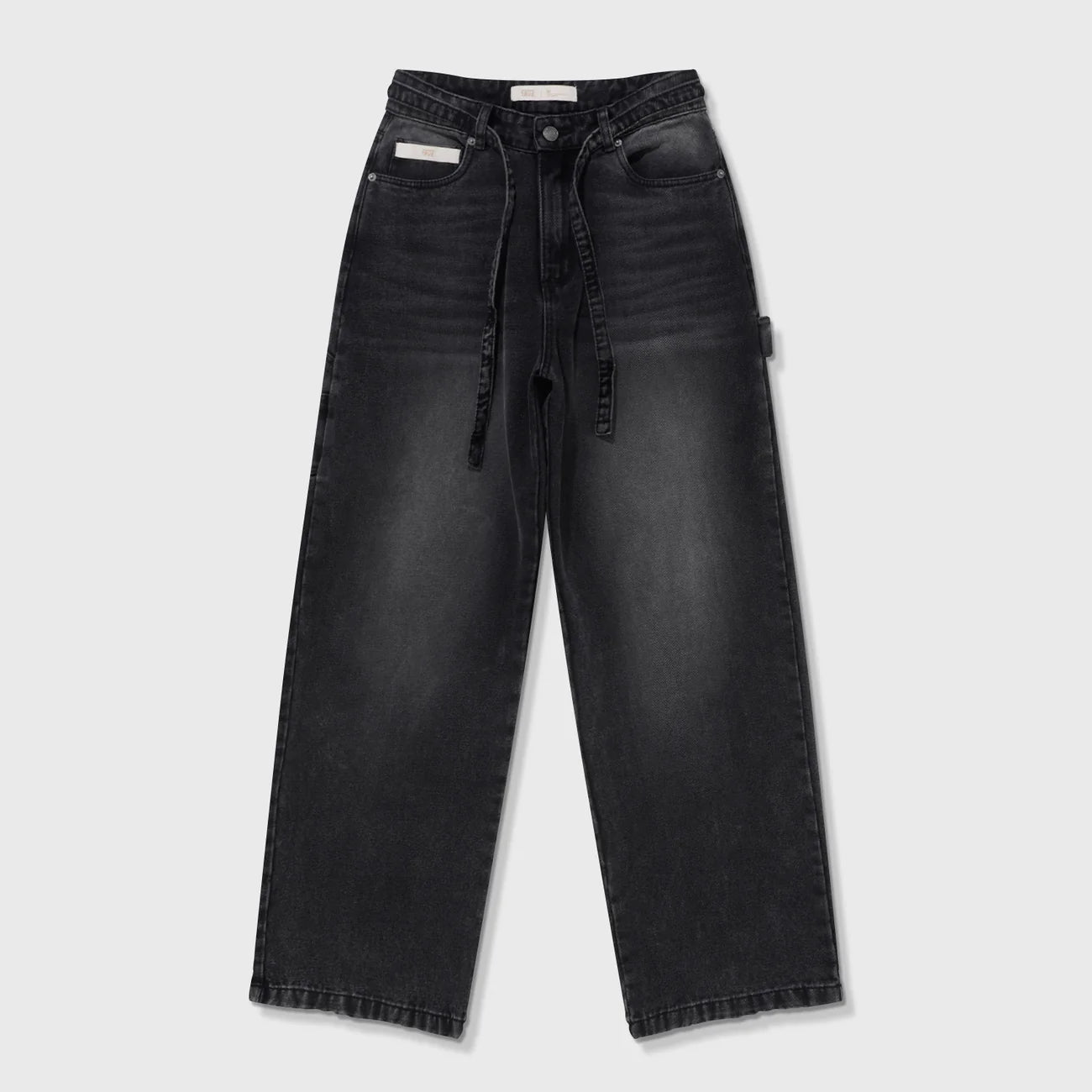 Dirty-Wash Mid-Rise Pants - Black
