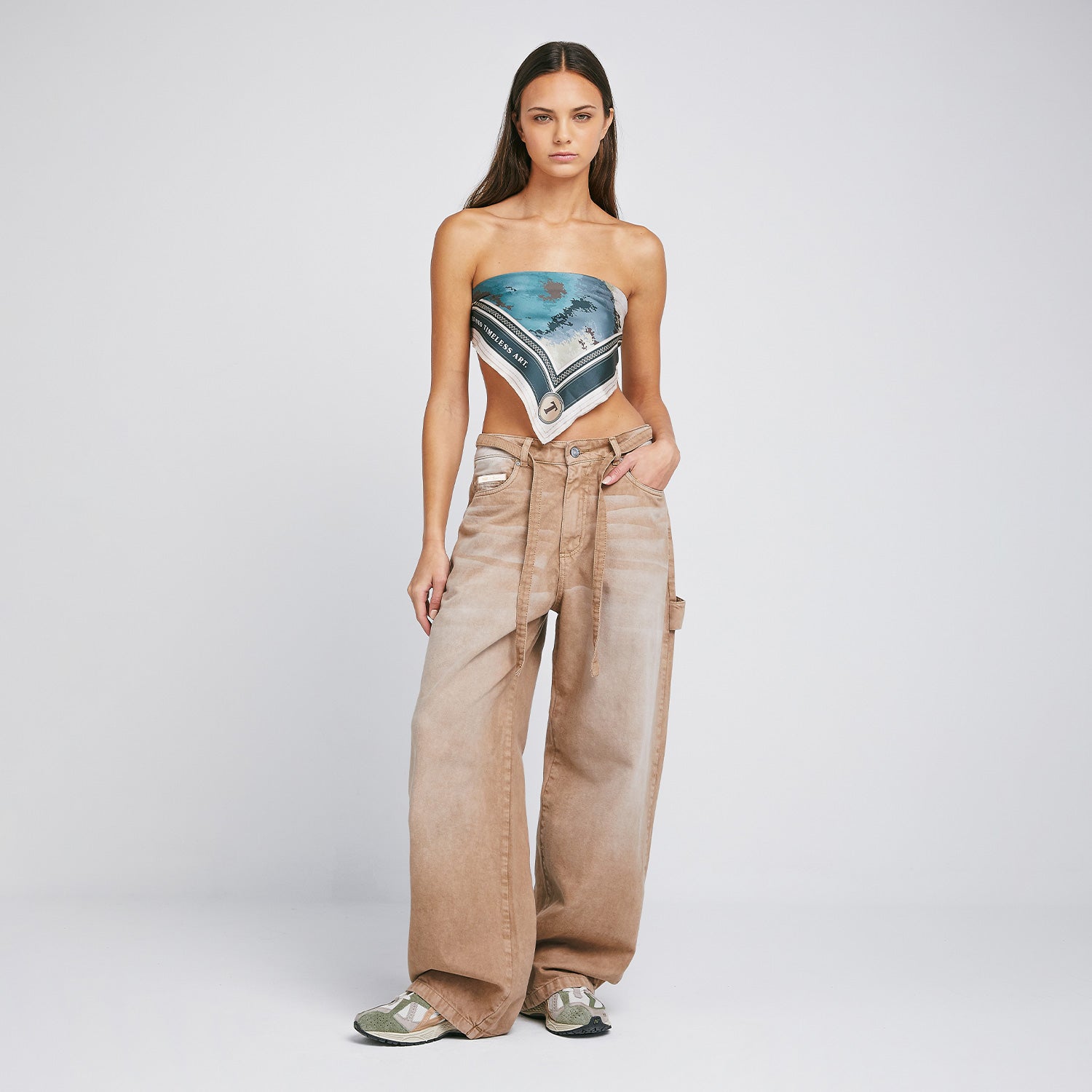 Dirty-Wash Mid-Rise Pants - Sand