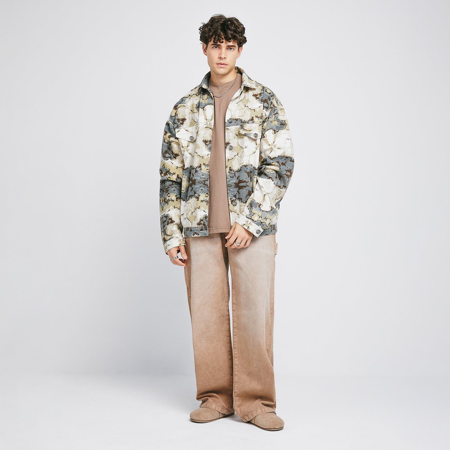 Dirty-Wash Mid-Rise Pants - Sand