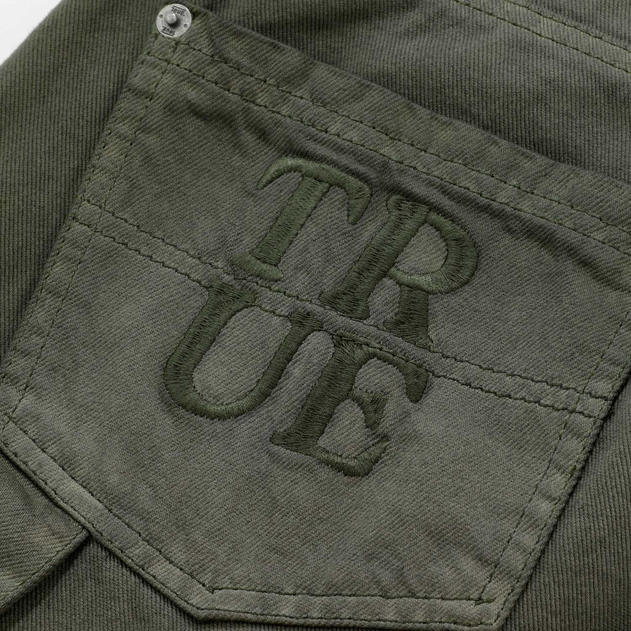 Dirty-Wash Low-Rise Pants - Military Green