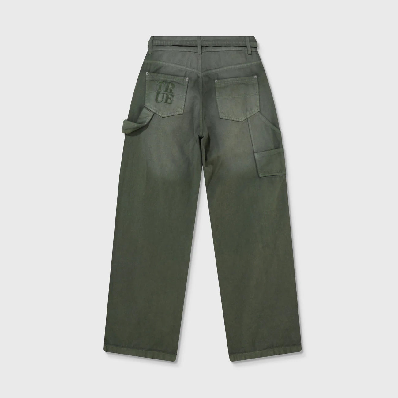 Dirty-Wash Low-Rise Pants - Military Green