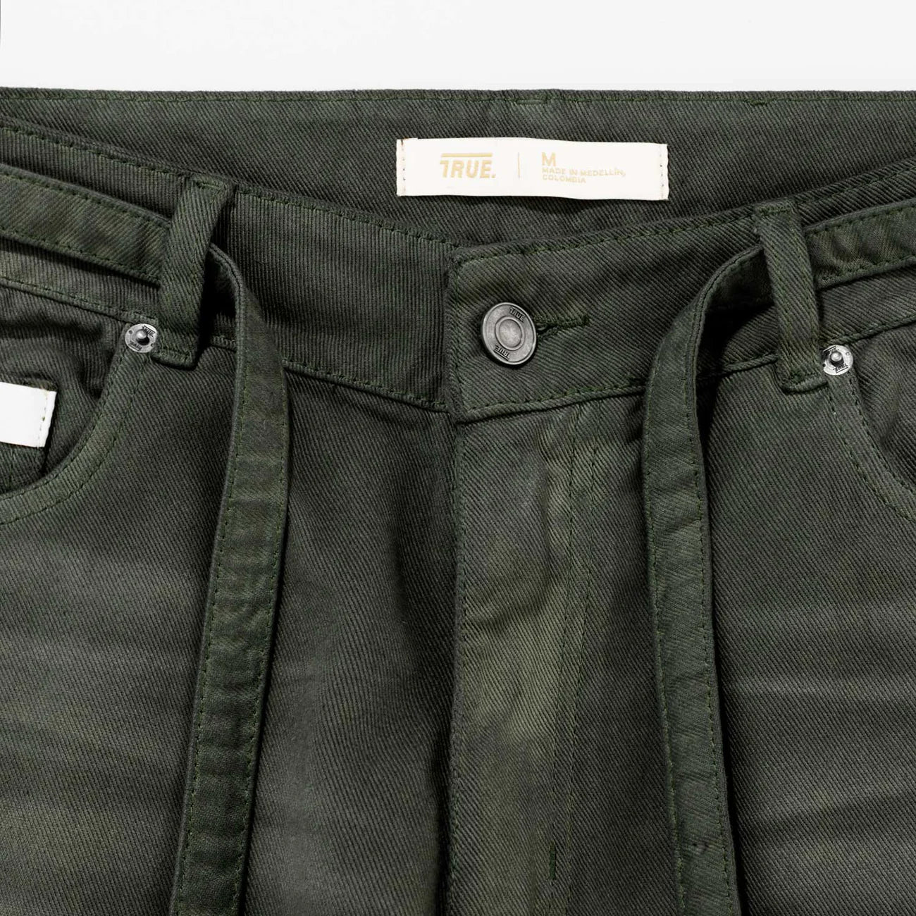 Dirty-Wash Low-Rise Pants - Military Green