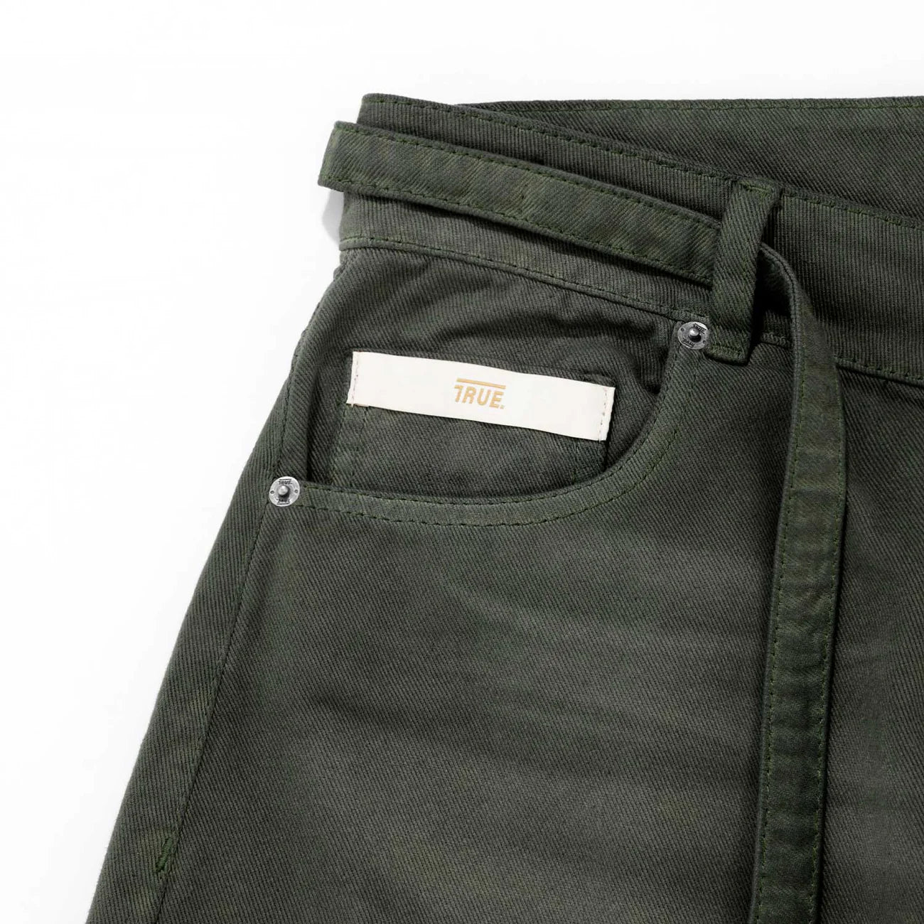 Dirty-Wash Low-Rise Pants - Military Green