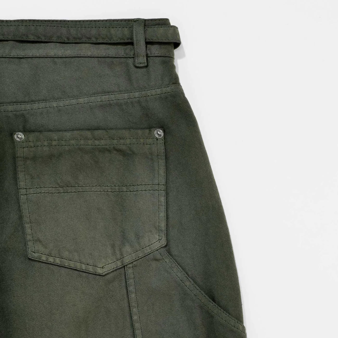 Dirty-Wash Low-Rise Pants - Military Green