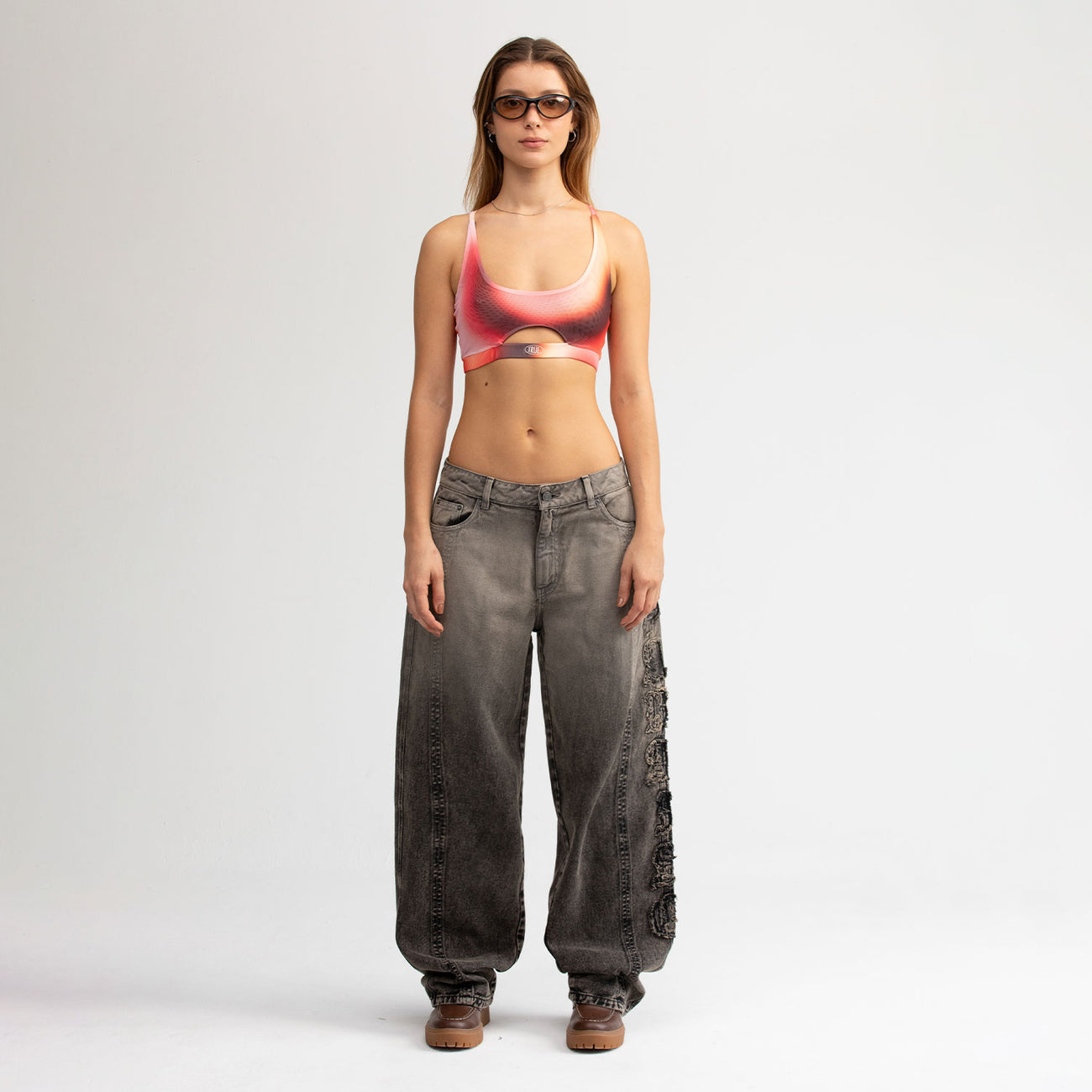 Gradient Mesh Cut-Out Top - Pink TRUE