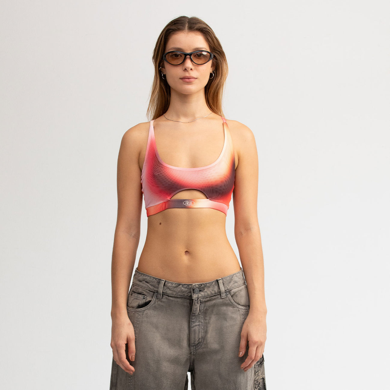 Gradient Mesh Cut-Out Top - Pink TRUE