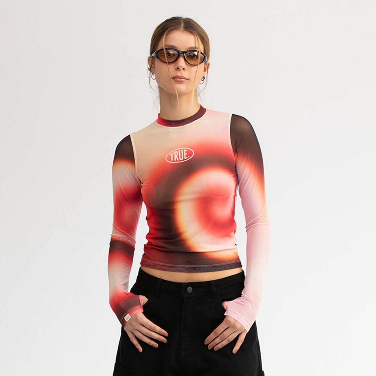 Gradient Mesh LS Tee - Pink TRUE