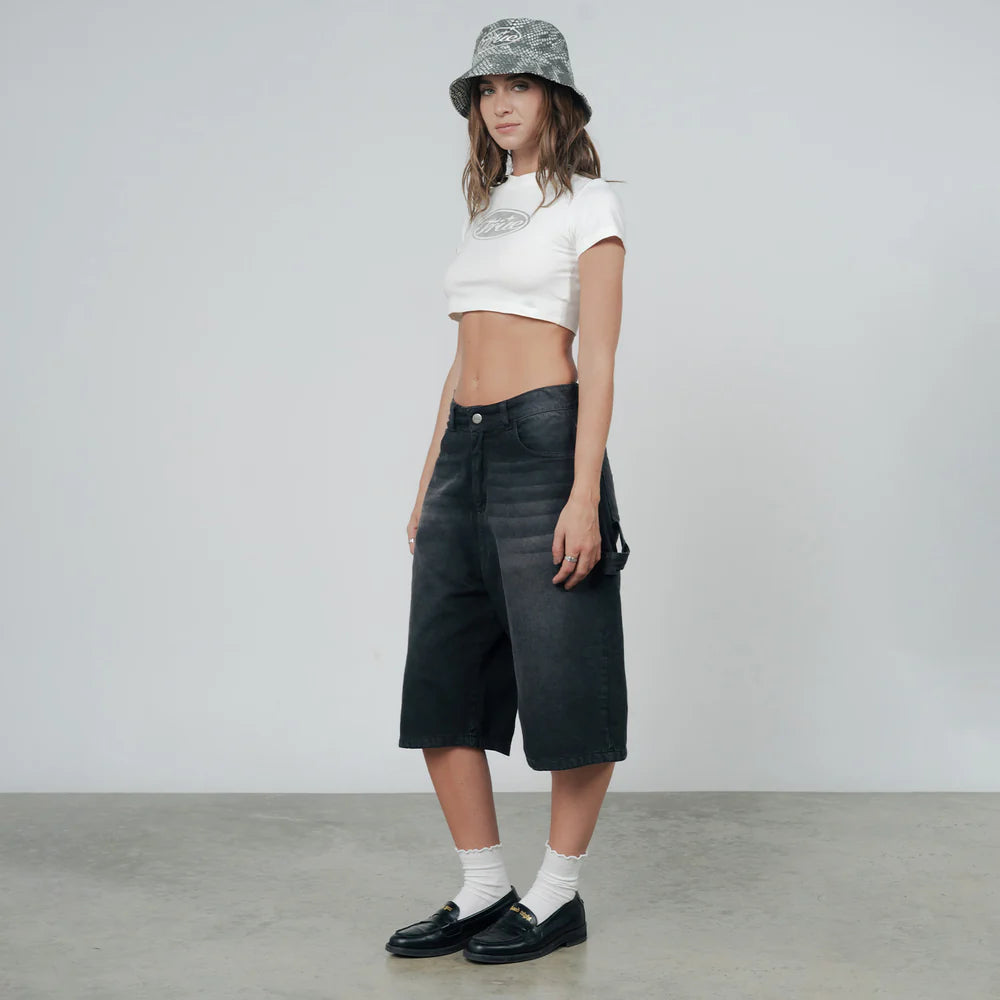 Python Slim Cropped Tee - White TRUE