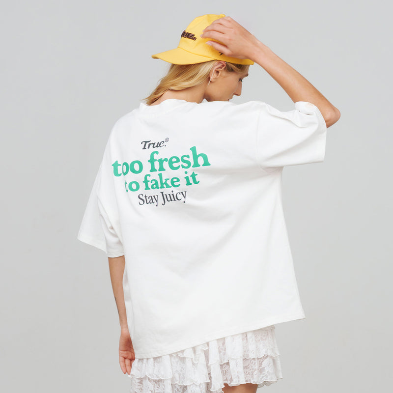 Juicy Boxy Tee - Cream TRUE
