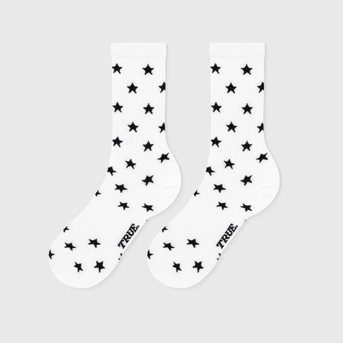 Black Stars Socks - White TRUE