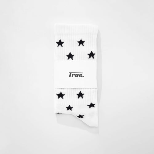 Black Stars Socks - White TRUE
