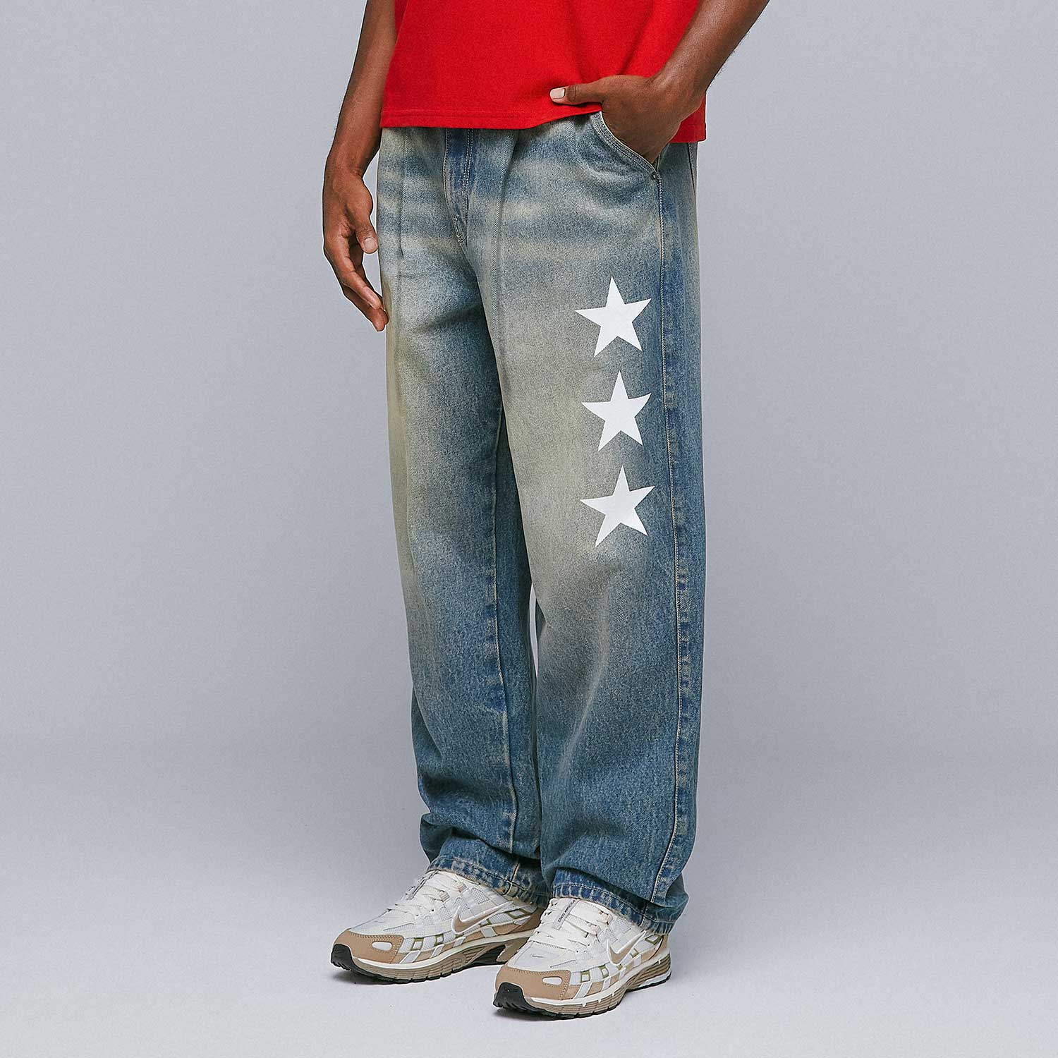 Lounge Printed Denim Pants - Blue TRUE