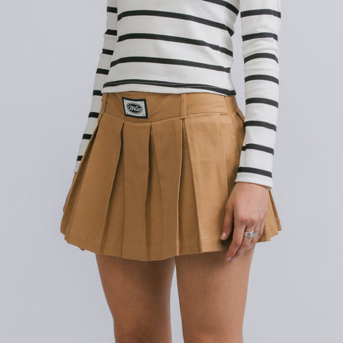 Pleated Mini Skirt - Khaki TRUE