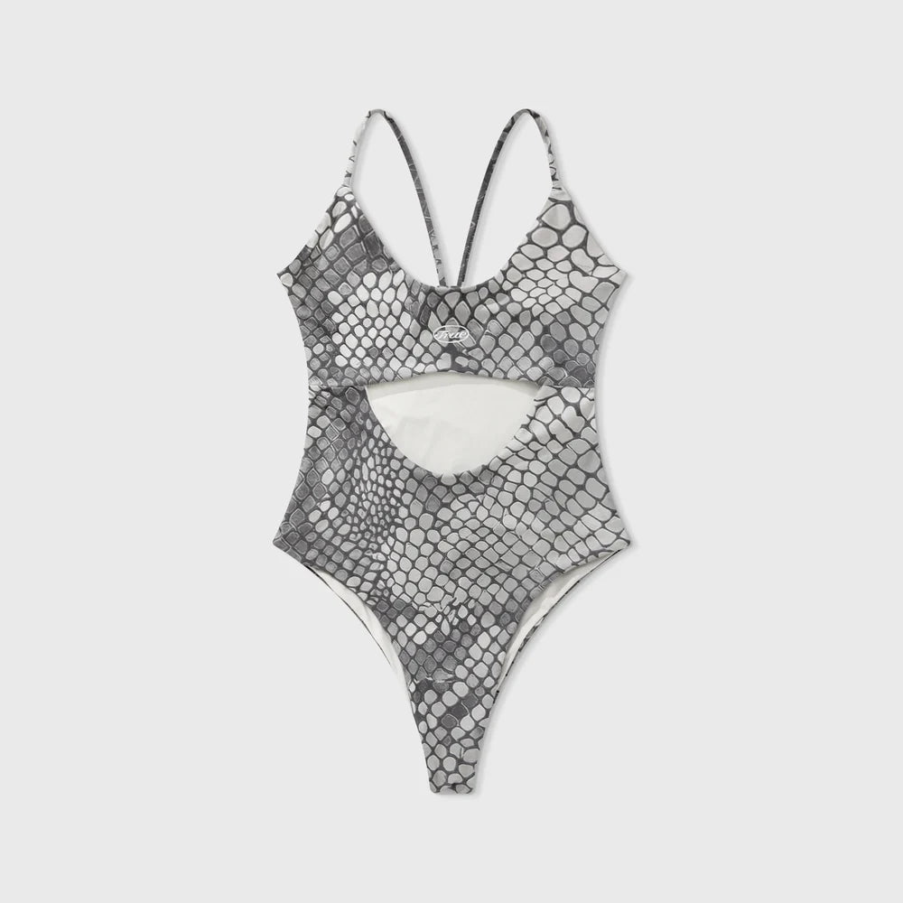 Python Cut-Out Bodysuit - Gray TRUE