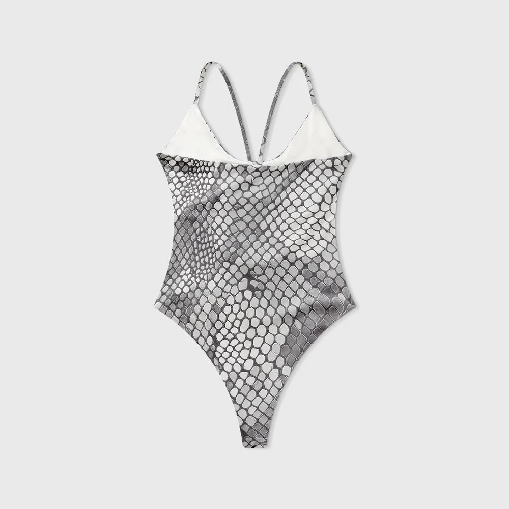 Python Cut-Out Bodysuit - Gray TRUE
