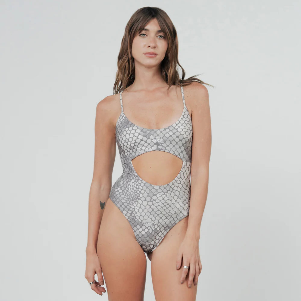 Python Cut-Out Bodysuit - Gray TRUE