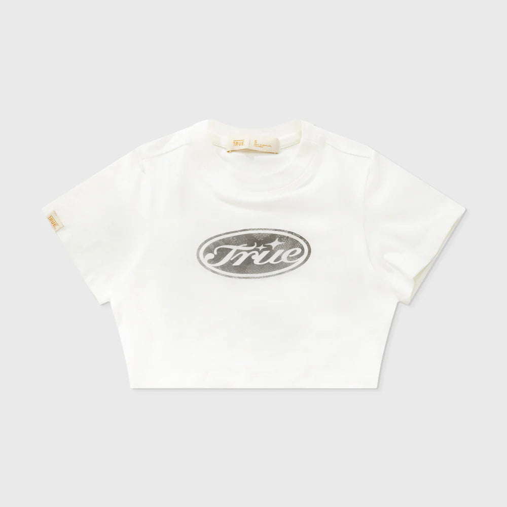 Python Slim Cropped Tee - White TRUE