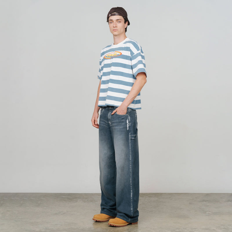 Racing Stripes Boxy Tee - Blue TRUE