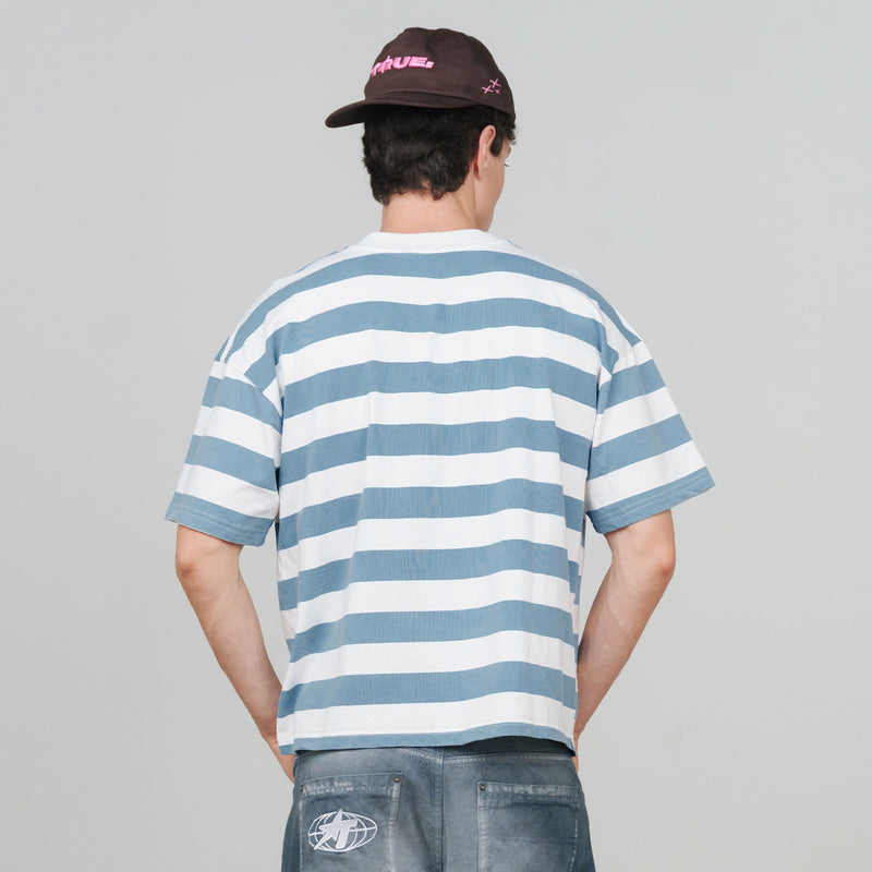 Racing Stripes Boxy Tee - Blue TRUE