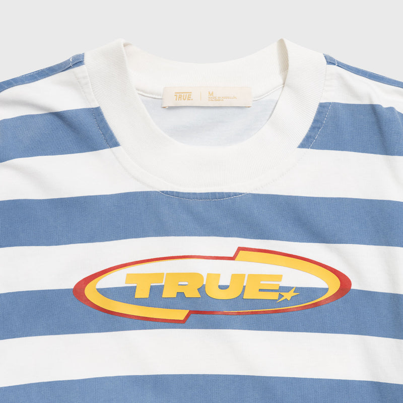 Racing Stripes Boxy Tee - Blue TRUE