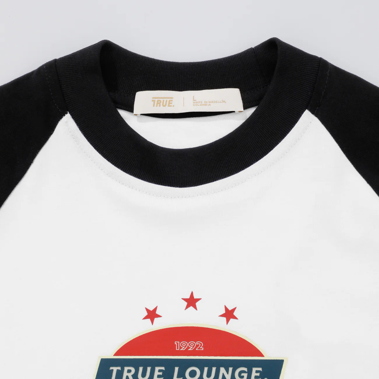 Retro Ranglan Boxy Tee - White/Black TRUE