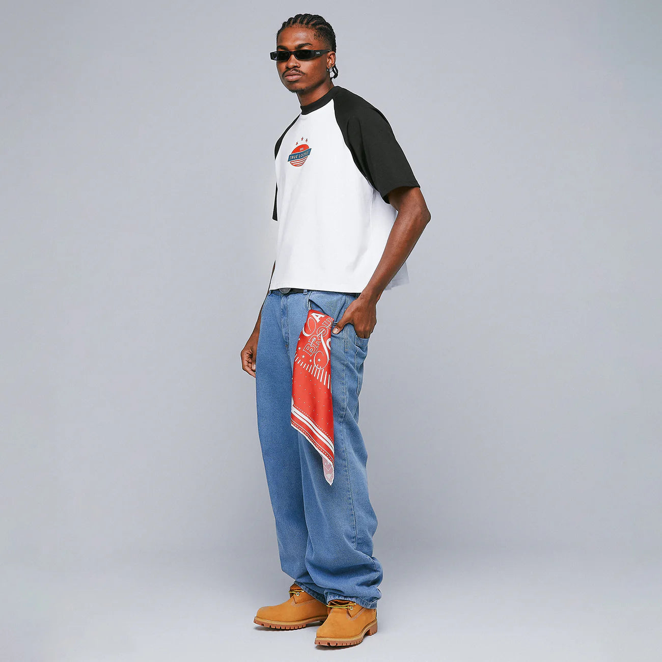 Retro Ranglan Boxy Tee - White/Black TRUE