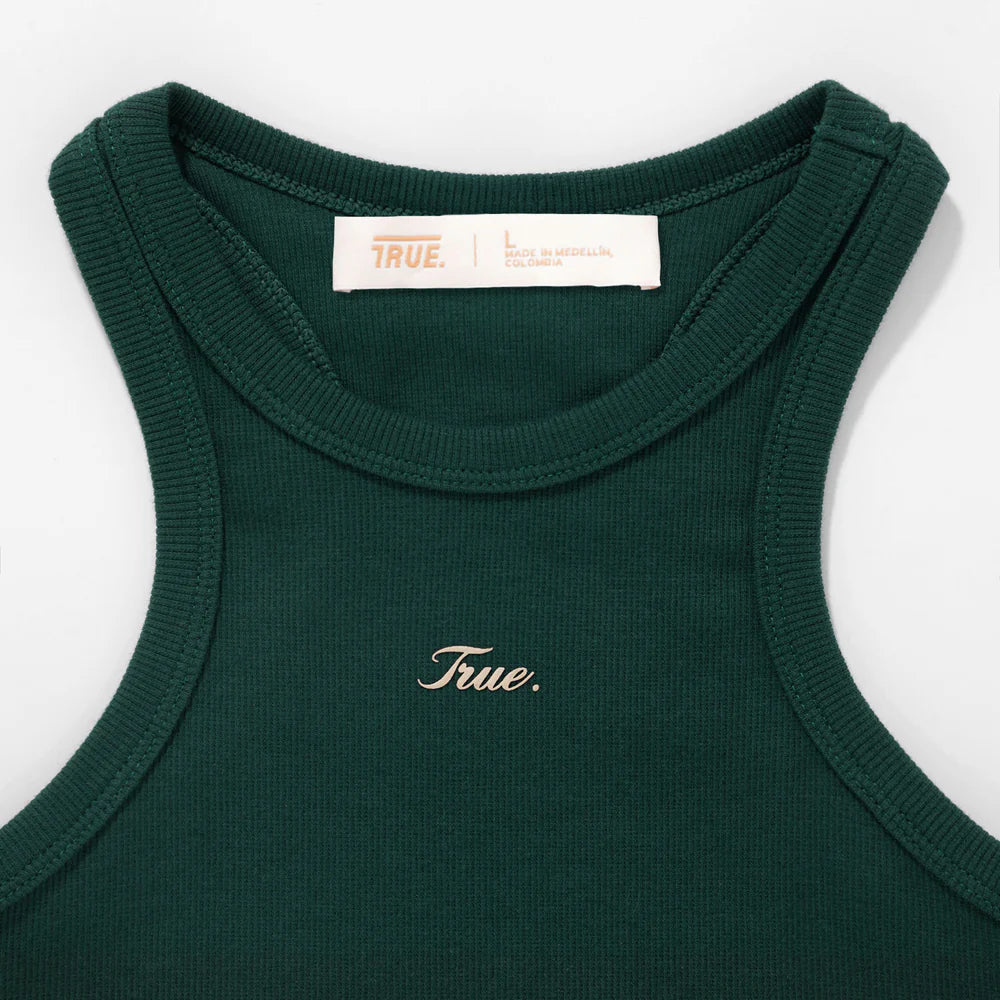 Signature Ribbed Crop Tank - Pine Green TRUE