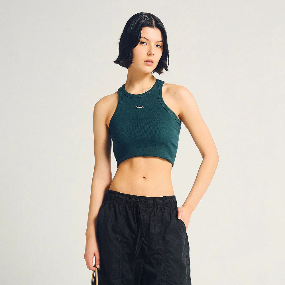 Signature Ribbed Crop Tank - Pine Green TRUE
