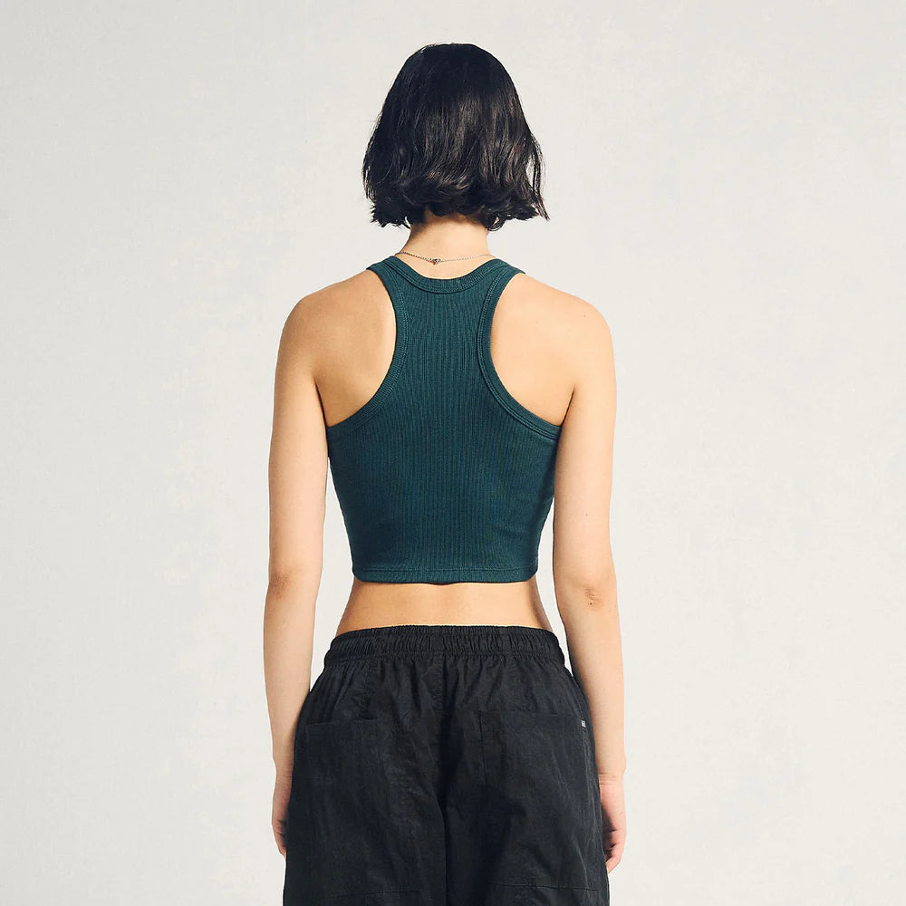 Signature Ribbed Crop Tank - Pine Green TRUE