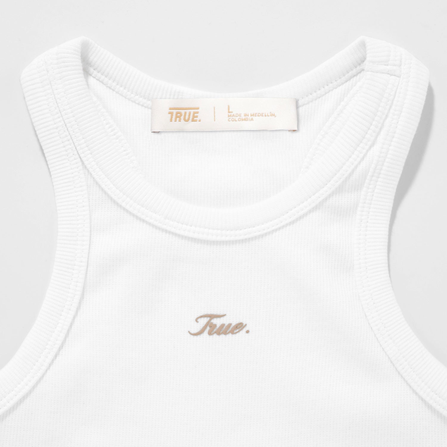 Signature Ribbed Crop Tank - White