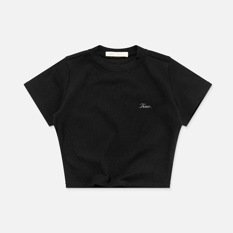 Signature Slim Ribbed Tee - Black