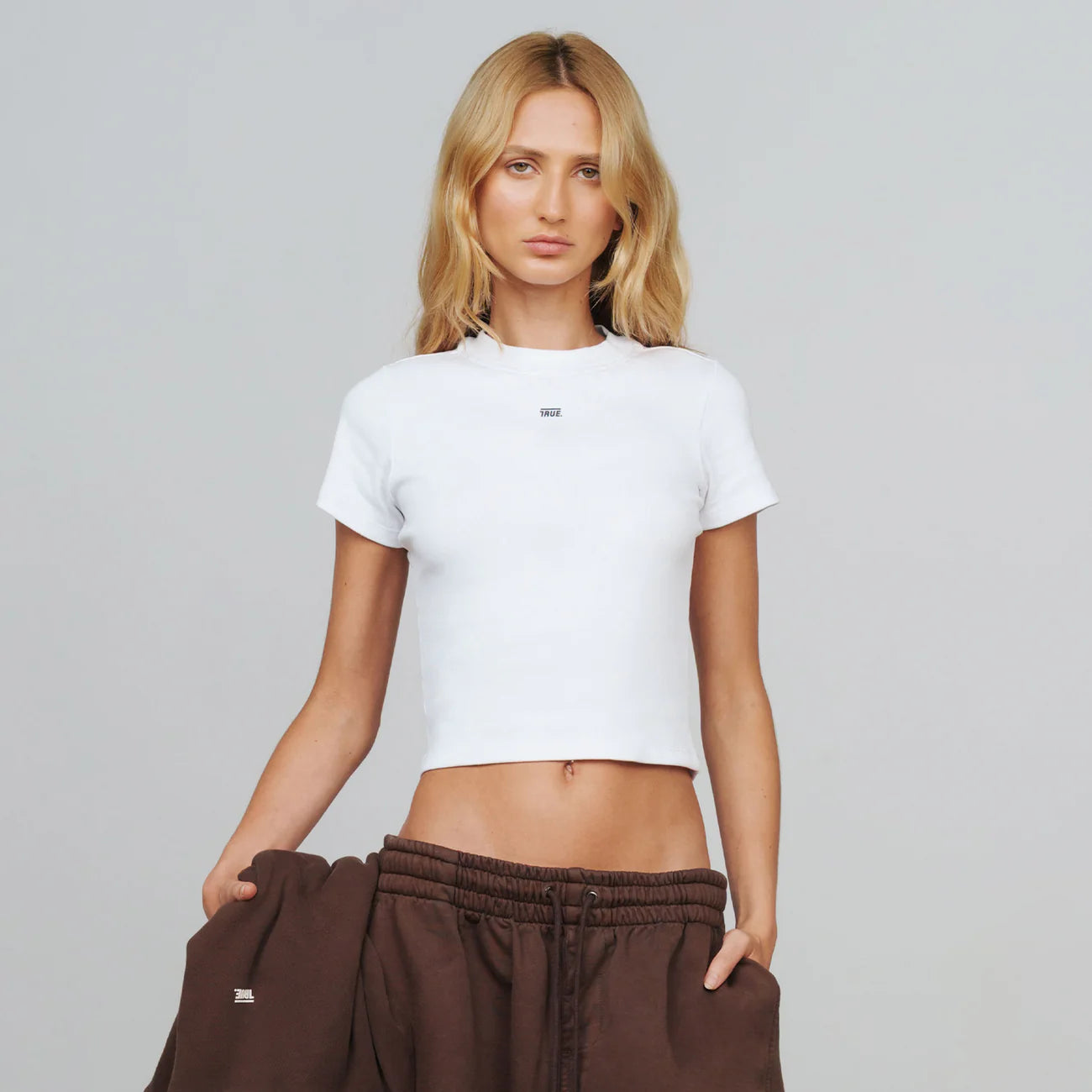 Slim Ribbed Fitted Tee - White