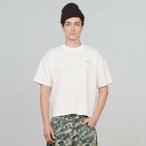 Textured Boxy Tee - Cream TRUE