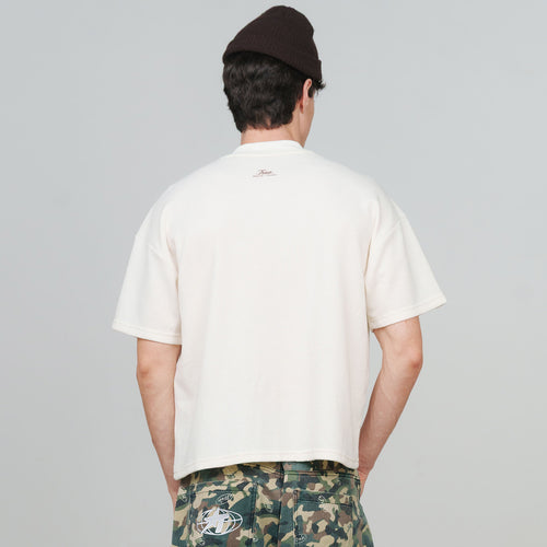 Textured Boxy Tee - Cream TRUE