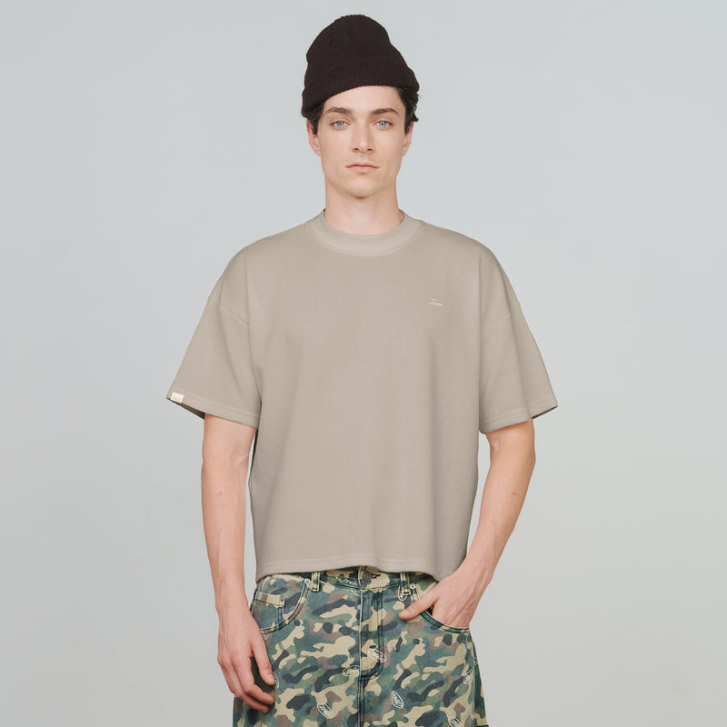 Textured Boxy Tee - Sand TRUE