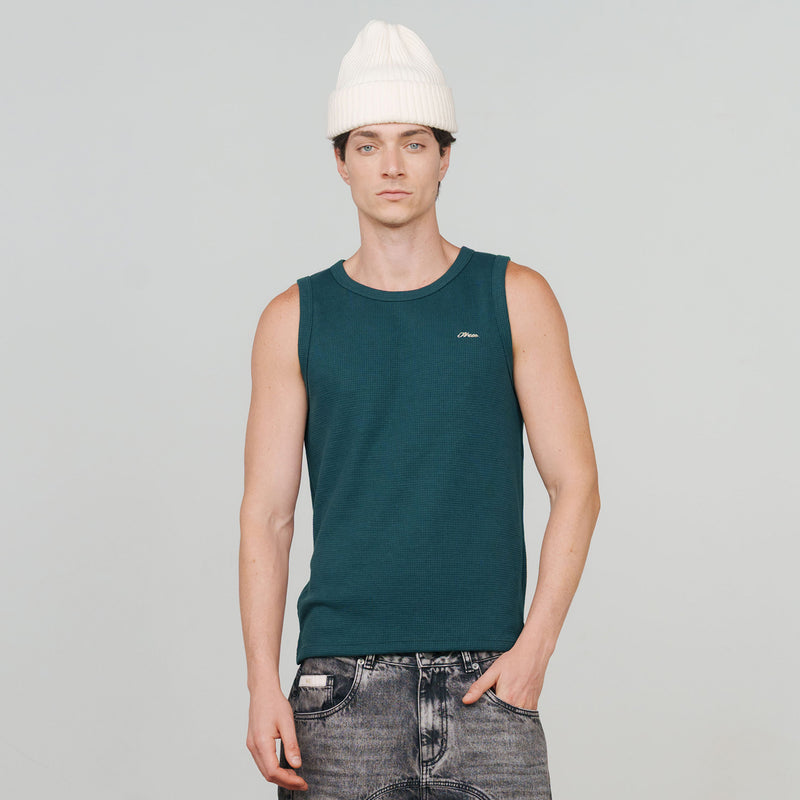 Textured Sleeveless T-Shirt - Pine Green TRUE
