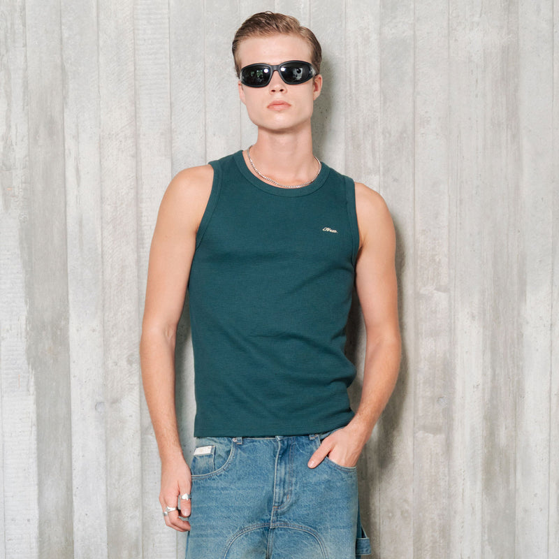 Textured Sleeveless T-Shirt - Pine Green TRUE