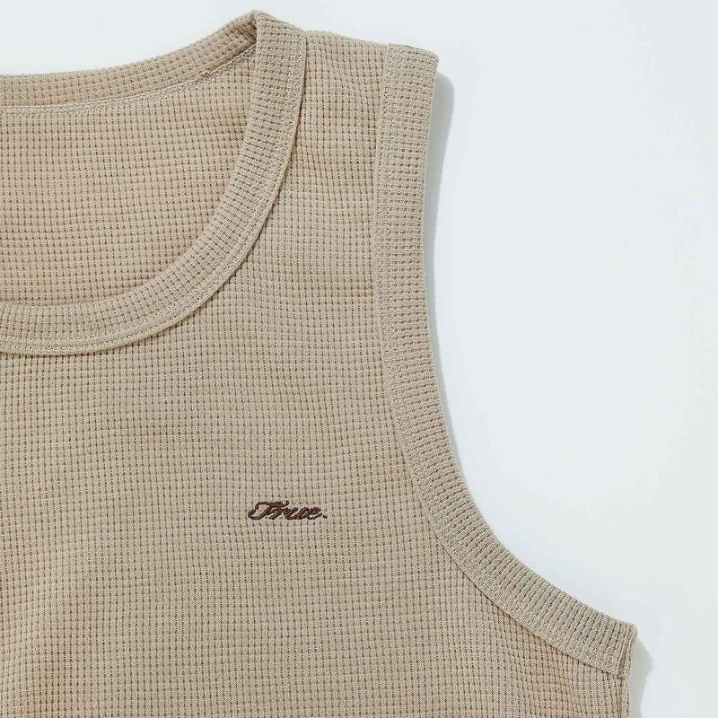 Textured Sleeveless T-Shirt - Sand TRUE
