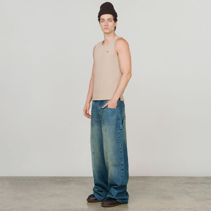 Textured Sleeveless T-Shirt - Sand TRUE