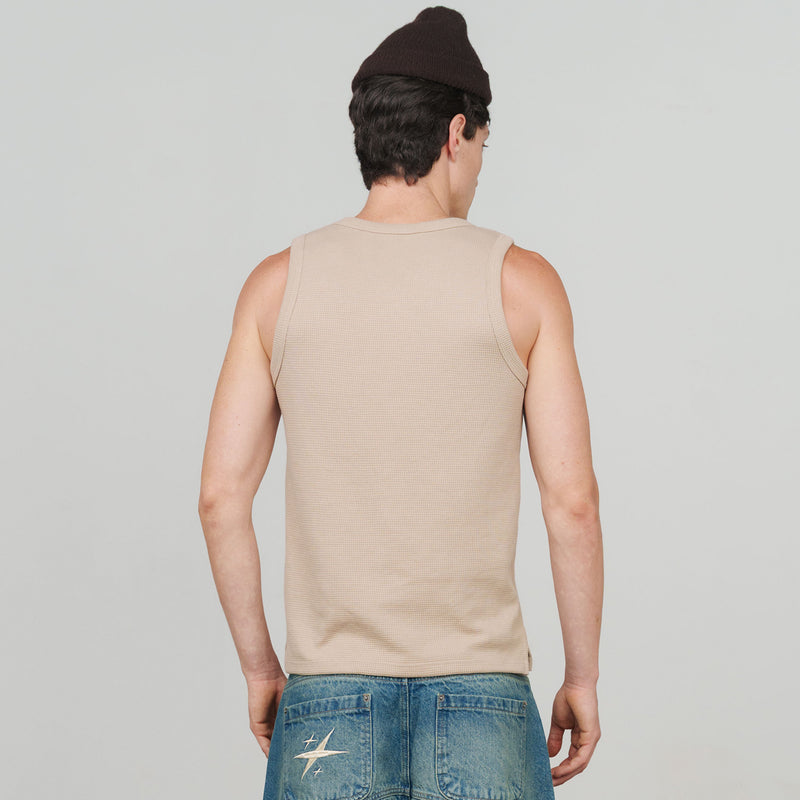 Textured Sleeveless T-Shirt - Sand TRUE