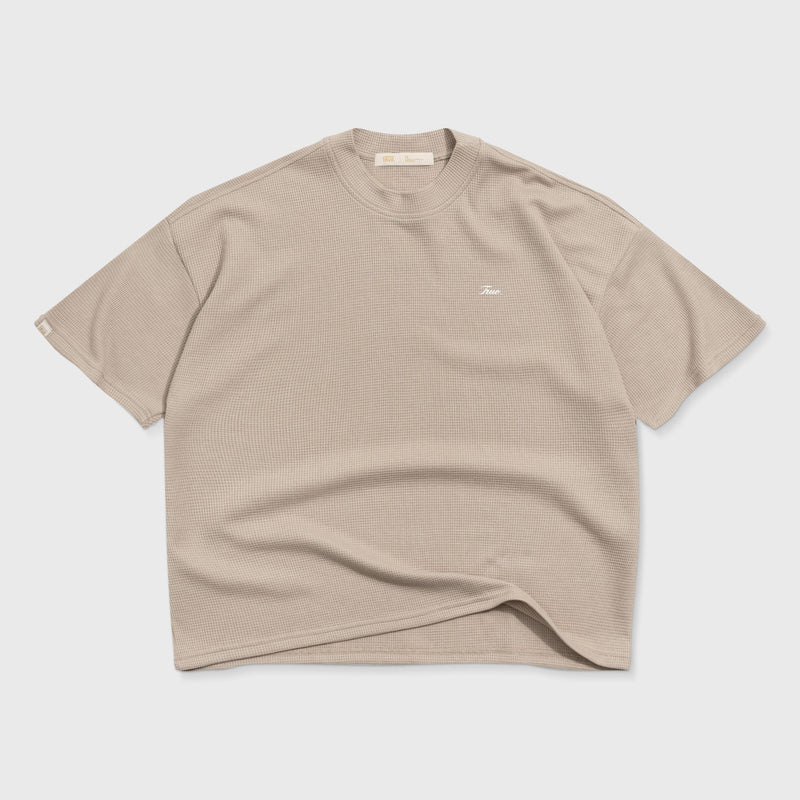 Textured Boxy Tee - Sand TRUE