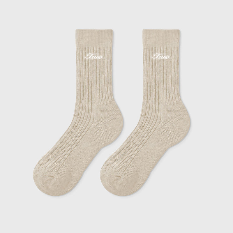 True Ribbed Socks - Camel TRUE