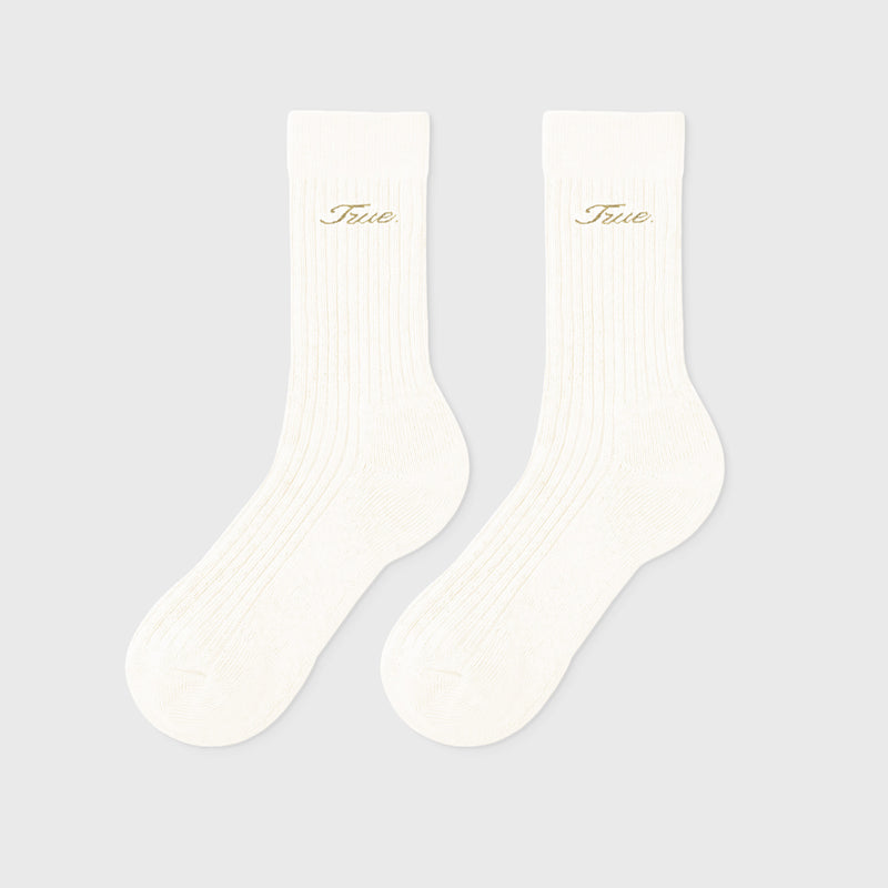 True Ribbed Socks - Cream TRUE