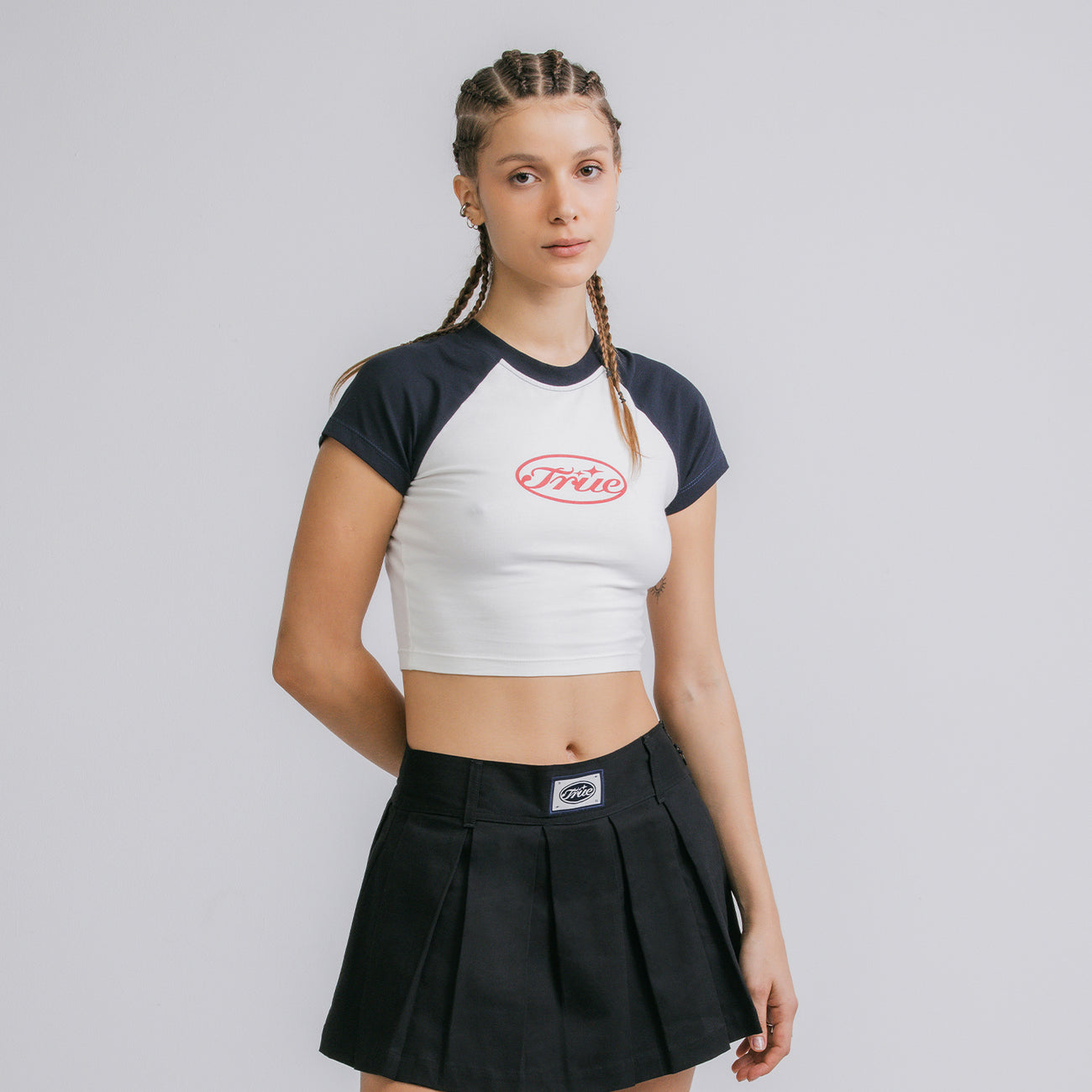 True Stamp Cropped Slim Tee - Navy Blue TRUE