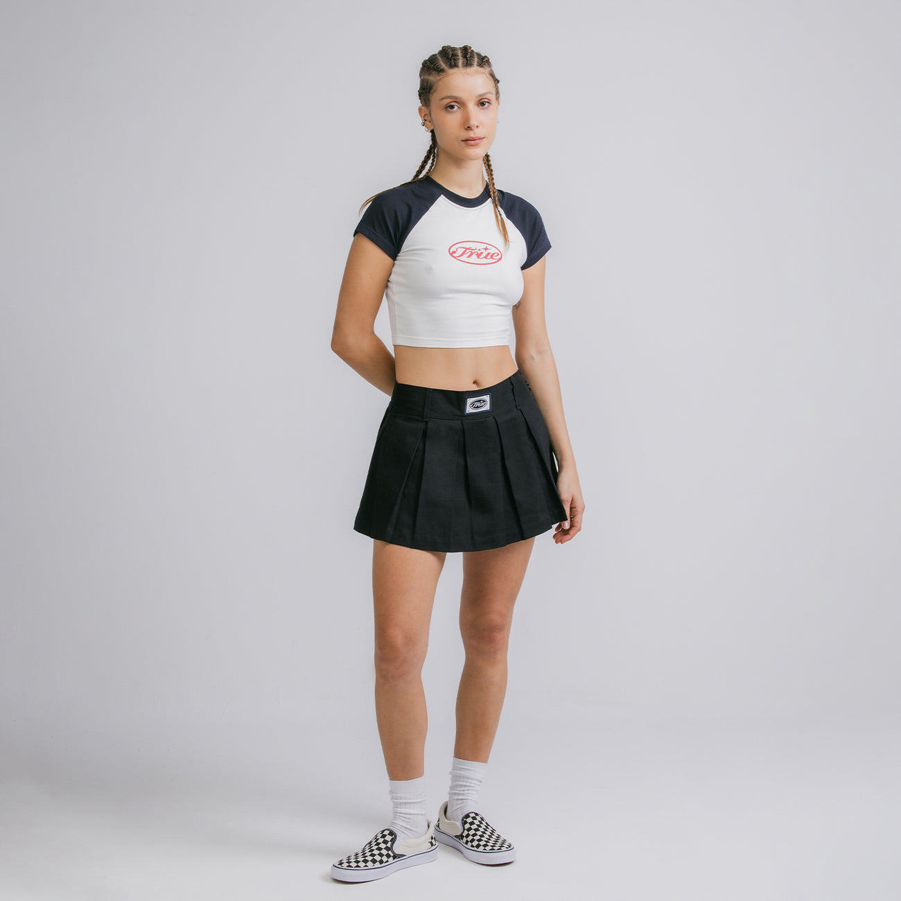 True Stamp Cropped Slim Tee - Navy Blue TRUE