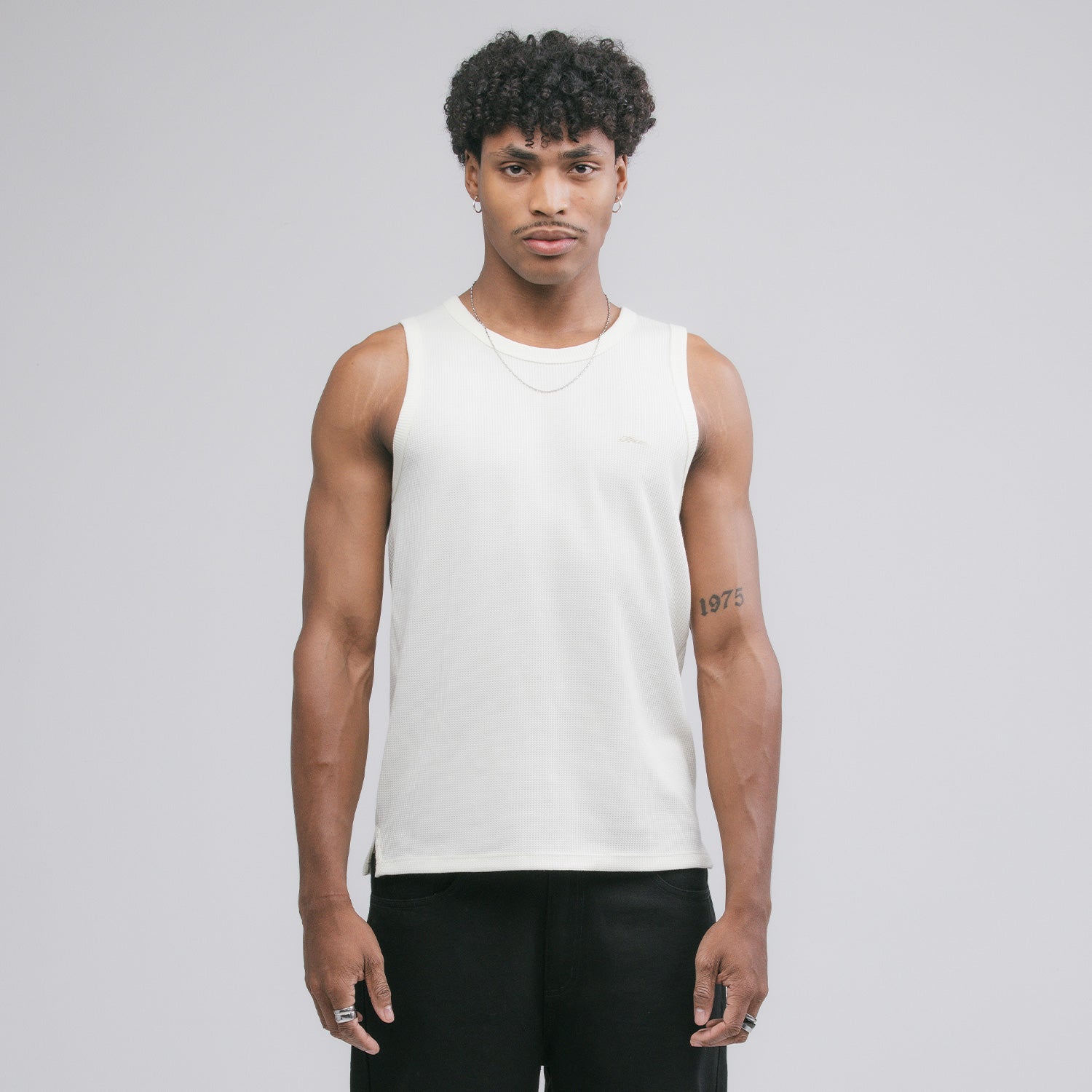 True Textured Sleeveless Tee - White