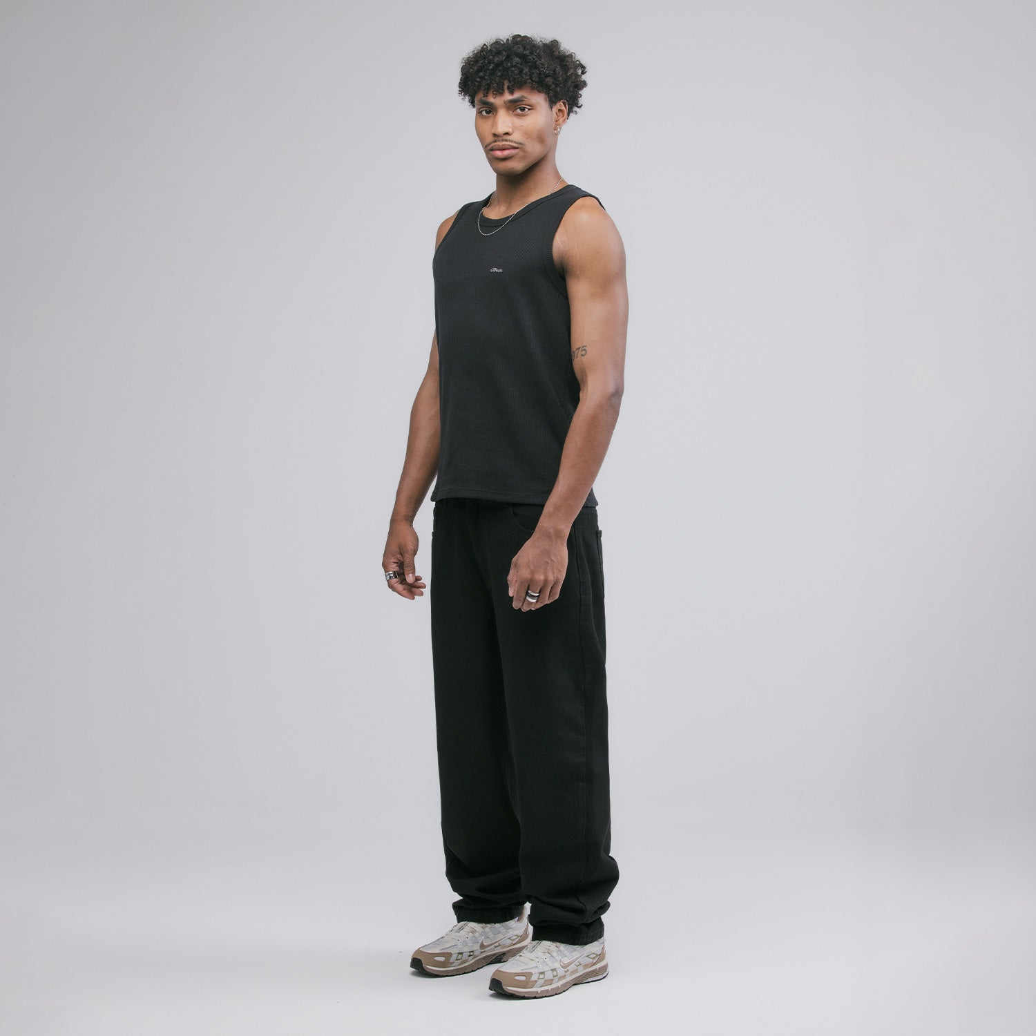 True Textured Sleeveless Tee - Black
