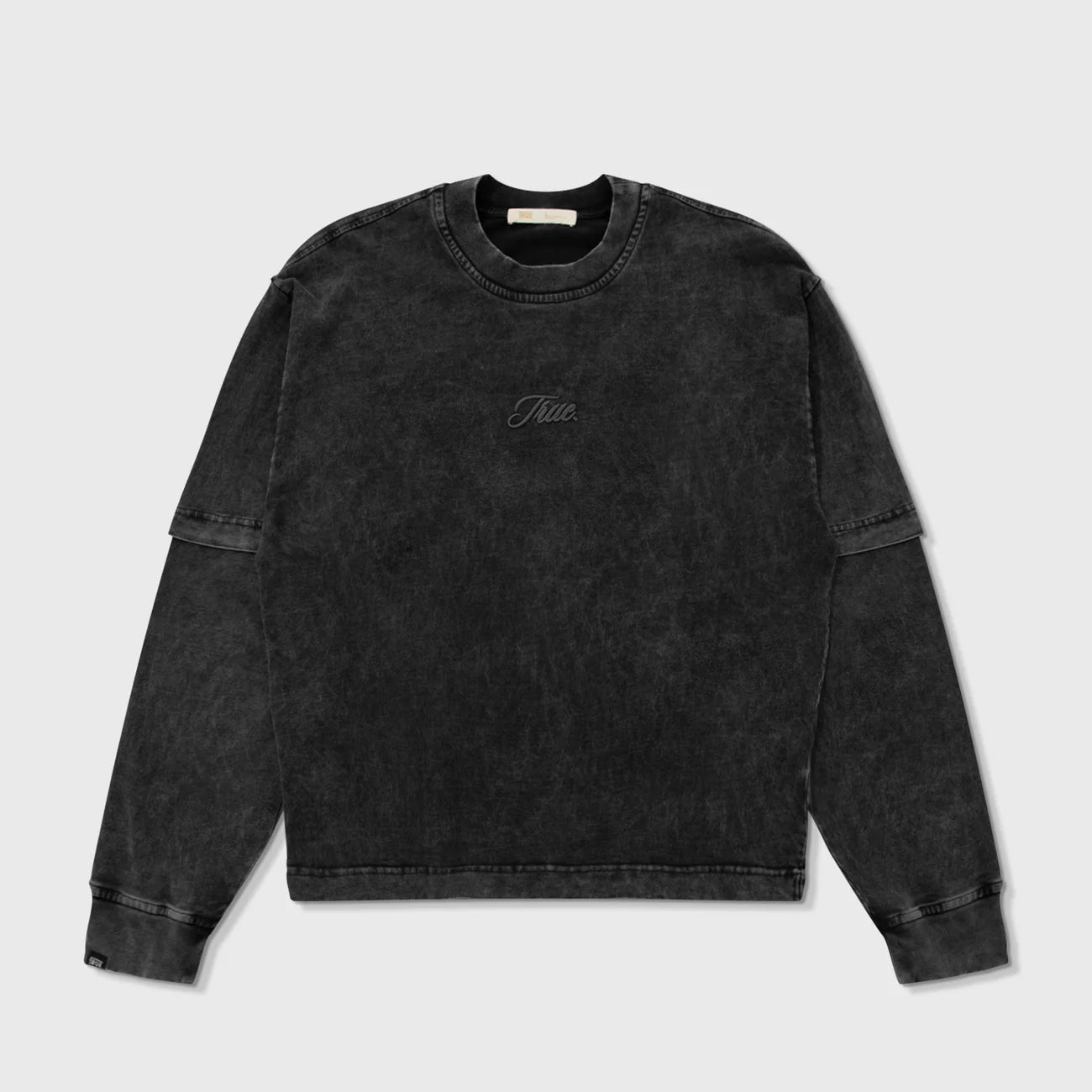 Washed Double Sleeve Tee - Black TRUE